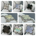 Aura CLOVER 16 MOTIF CHALCEDONY MOP SILVER NECKLACE