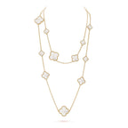 Aura CLOVER 16 MOTIF WHITE MOP GOLD NECKLACE