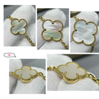 Aura CLOVER 16 MOTIF WHITE MOP GOLD NECKLACE