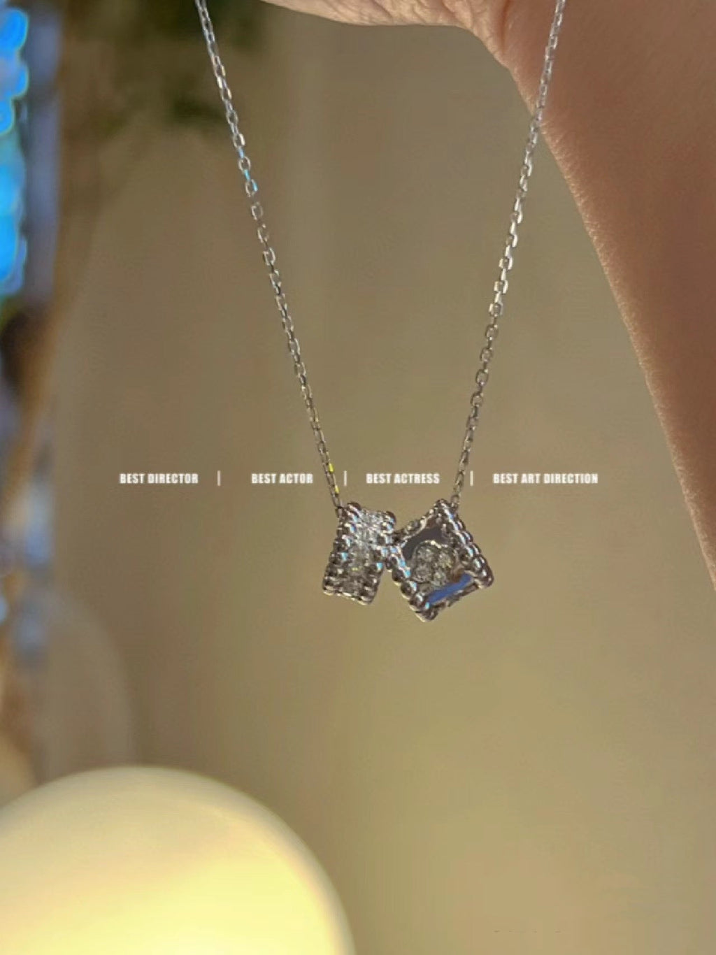 Aura PERLEE DOUBLE PENDANT SILBER DIAMANTEN HALSKETTE