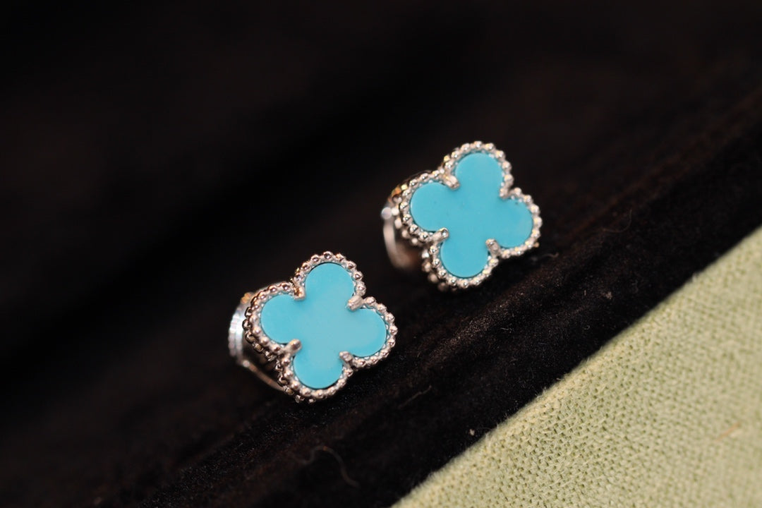 Aura CLOVER MINI TURQUOISE SILVER STUD EARRINGS
