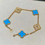 [Aura ]New CLOVER 5 MOTIF BLUE AGATE BRACELET COLLECTION