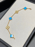 [Aura ]New CLOVER 5 MOTIF BLUE AGATE BRACELET COLLECTION