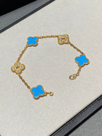 [Aura ]New CLOVER 5 MOTIF BLUE AGATE BRACELET COLLECTION
