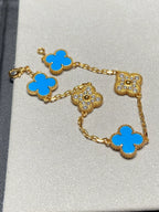 [Aura ]New CLOVER 5 MOTIF BLUE AGATE BRACELET COLLECTION