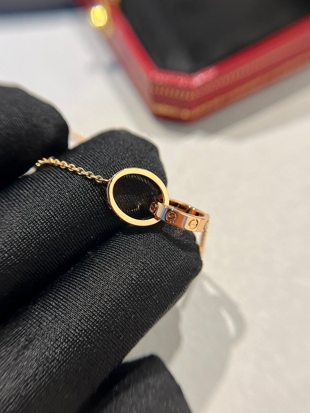 Aura LOVE HALSKETTE DOPPELRING ROSÉGOLD