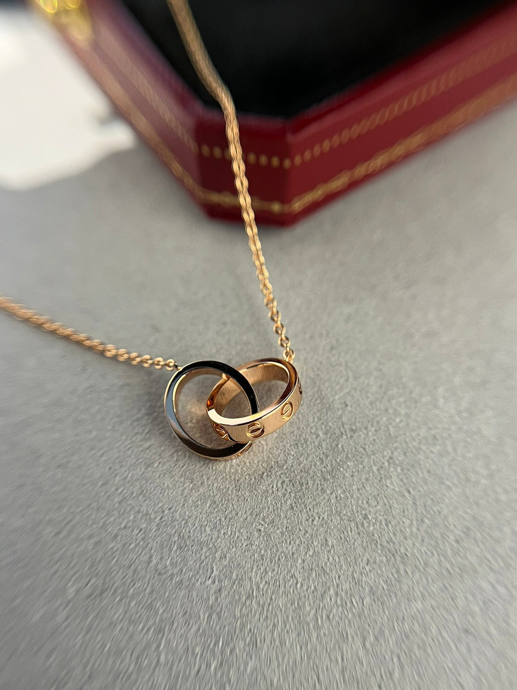 Aura LOVE HALSKETTE DOPPELRING ROSÉGOLD