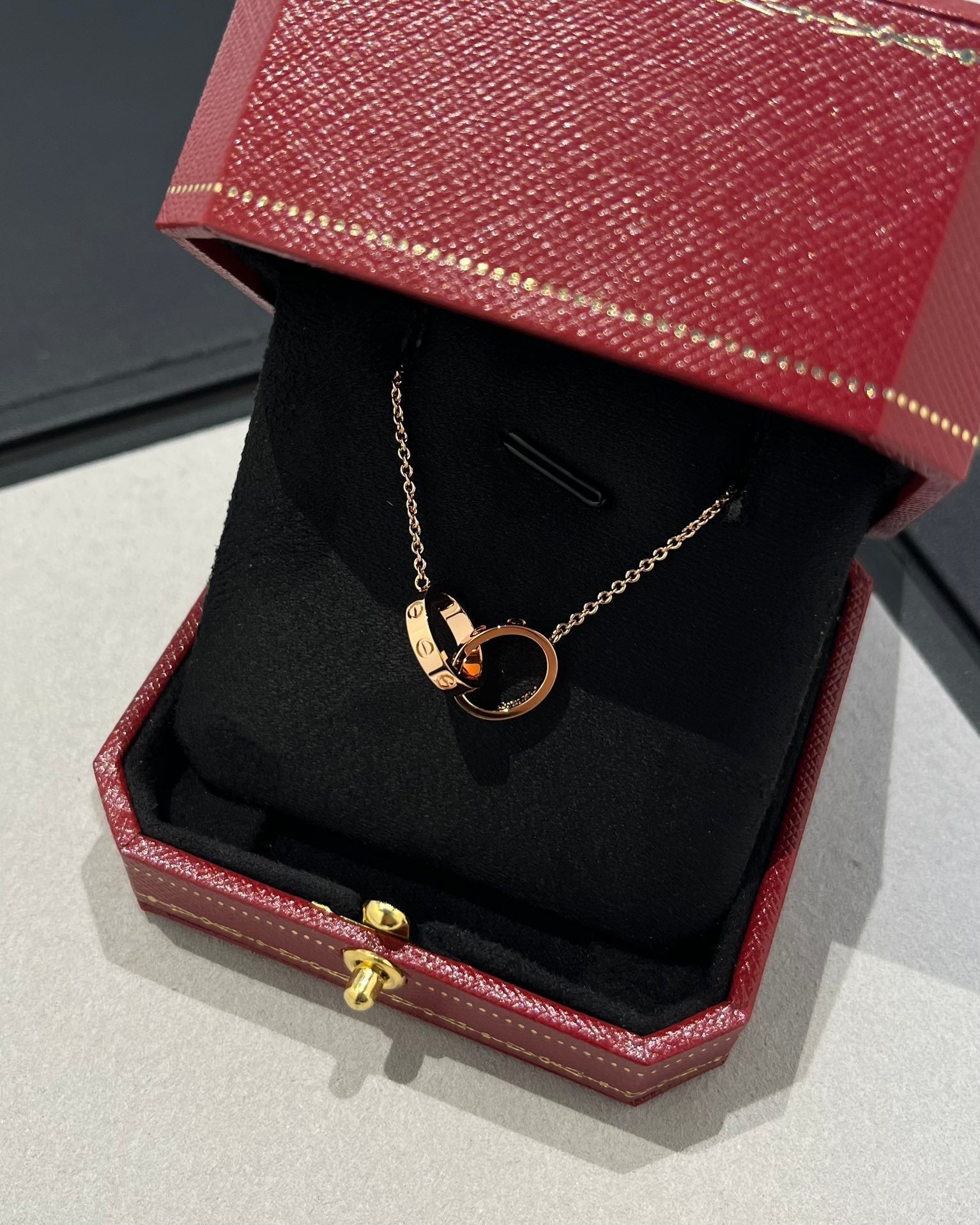 Aura LOVE HALSKETTE DOPPELRING ROSÉGOLD