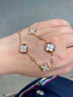Aura STAR AND SUN 4 MOTIF WHITE MOP PINK GOLD BRACELET