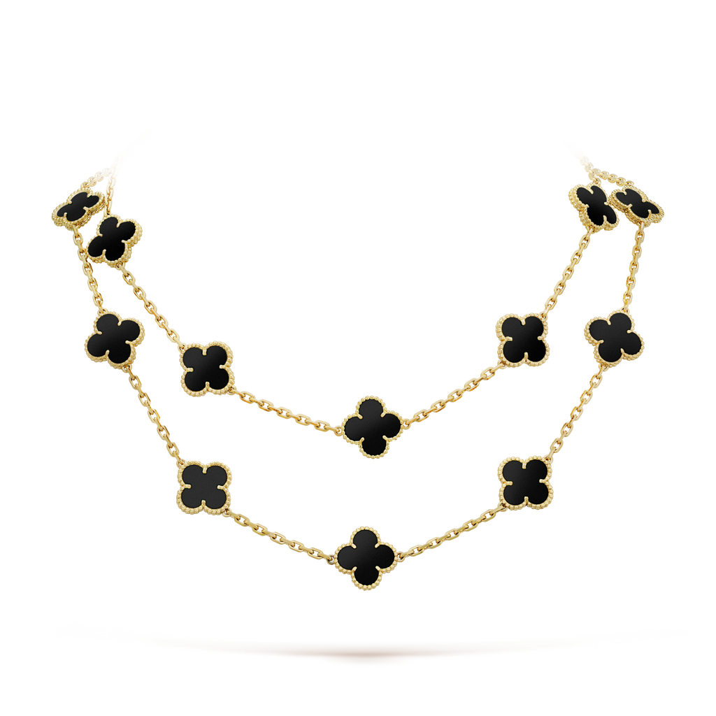 Aura CLOVER 20 MOTIFS ONYX NECKLACE