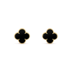Aura CLOVER MEDIUM 1 MOTIFS  ONYX STUD EARRINGS