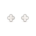 Aura CLOVER MEDIUM 1 MOTIFS  WHITE MOP EARRINGS SILVER