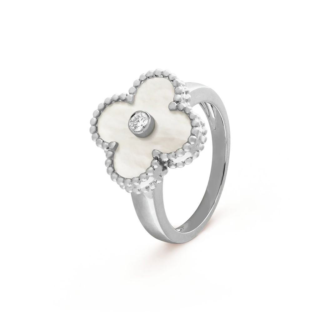 Aura CLOVER SILVER MOP DIAMOND RING