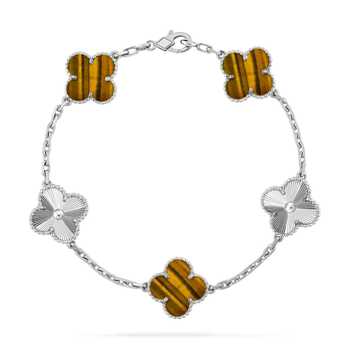 [Aura ]New  CLOVER 5 MOTIFS TIGER EYE BRACELET COLLECTION
