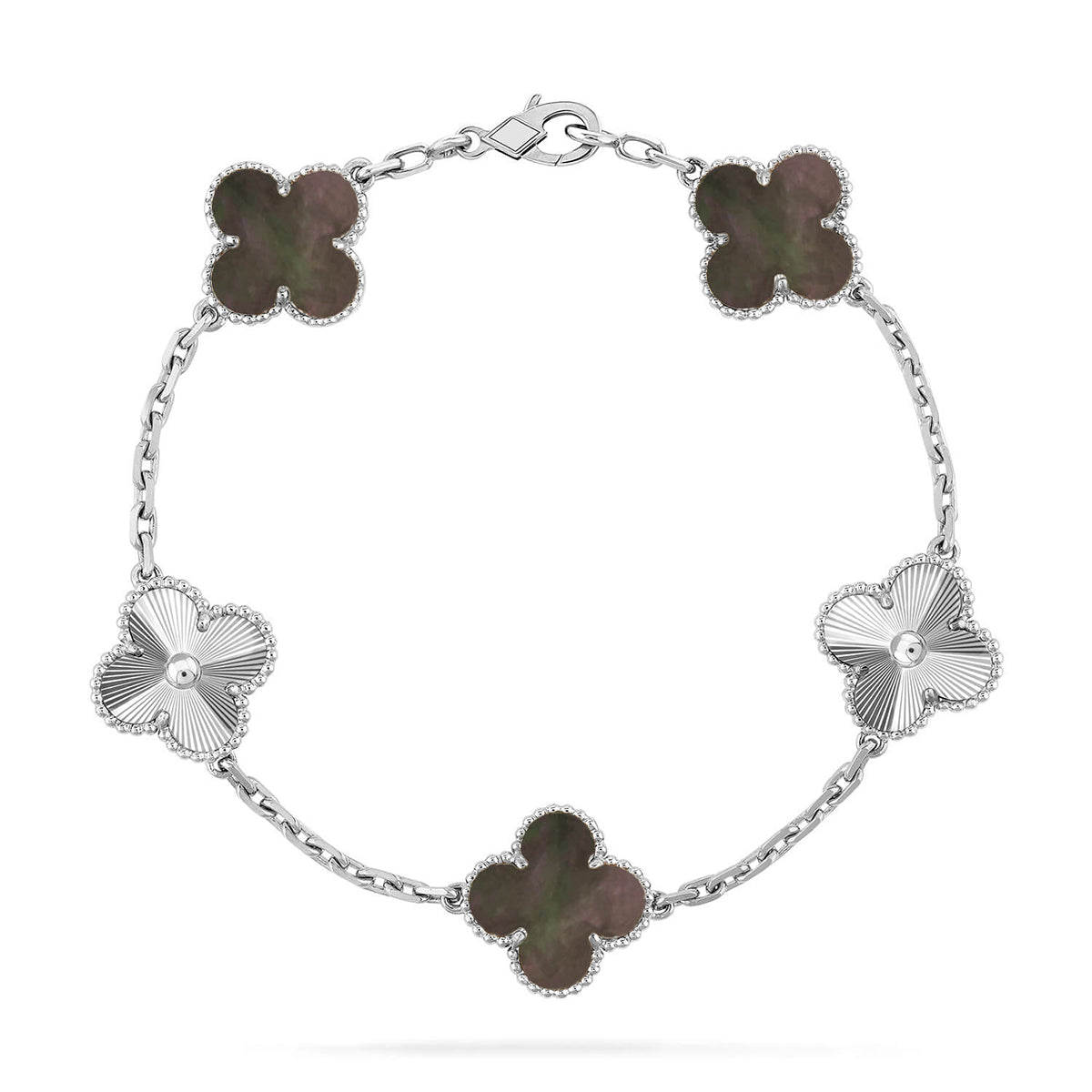 [Aura ]New CLOVER 5 MOTIF GRAY MOP BRACELET COLLECTION