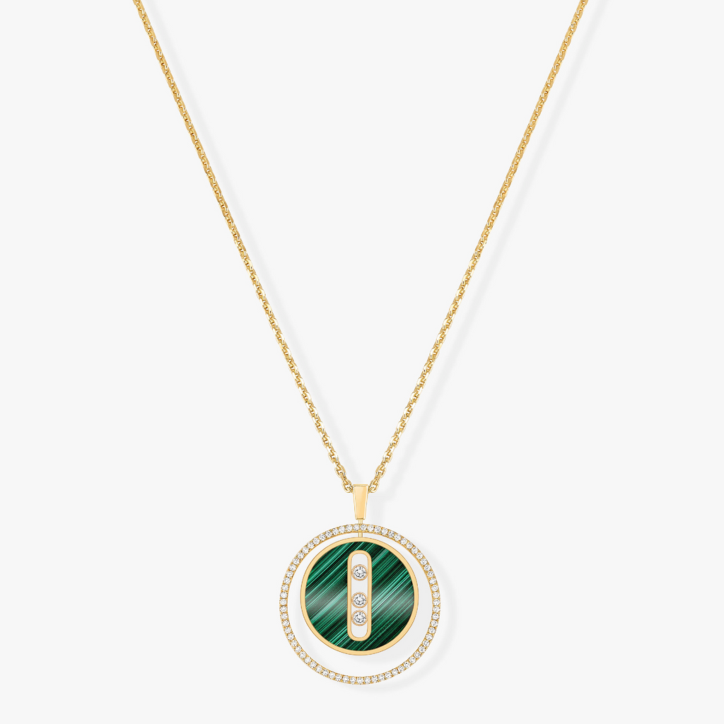 [Aura ]  MOVE 3 DIAMOND MALACHITE GOLD DIAMOND NECKLACE