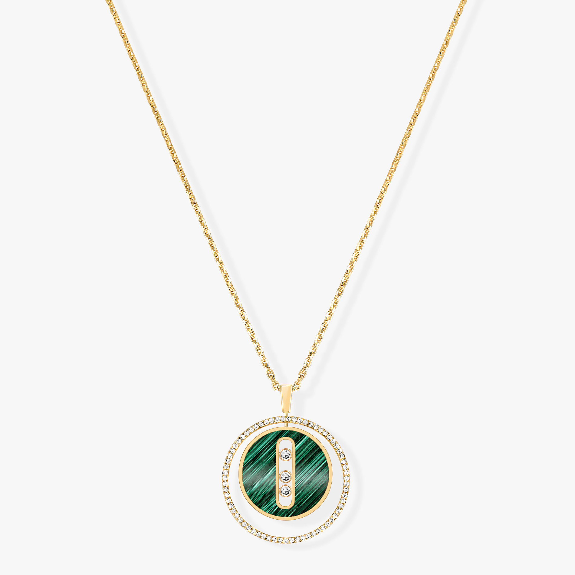 [Aura ]  MOVE 3 DIAMOND MALACHITE GOLD DIAMOND NECKLACE