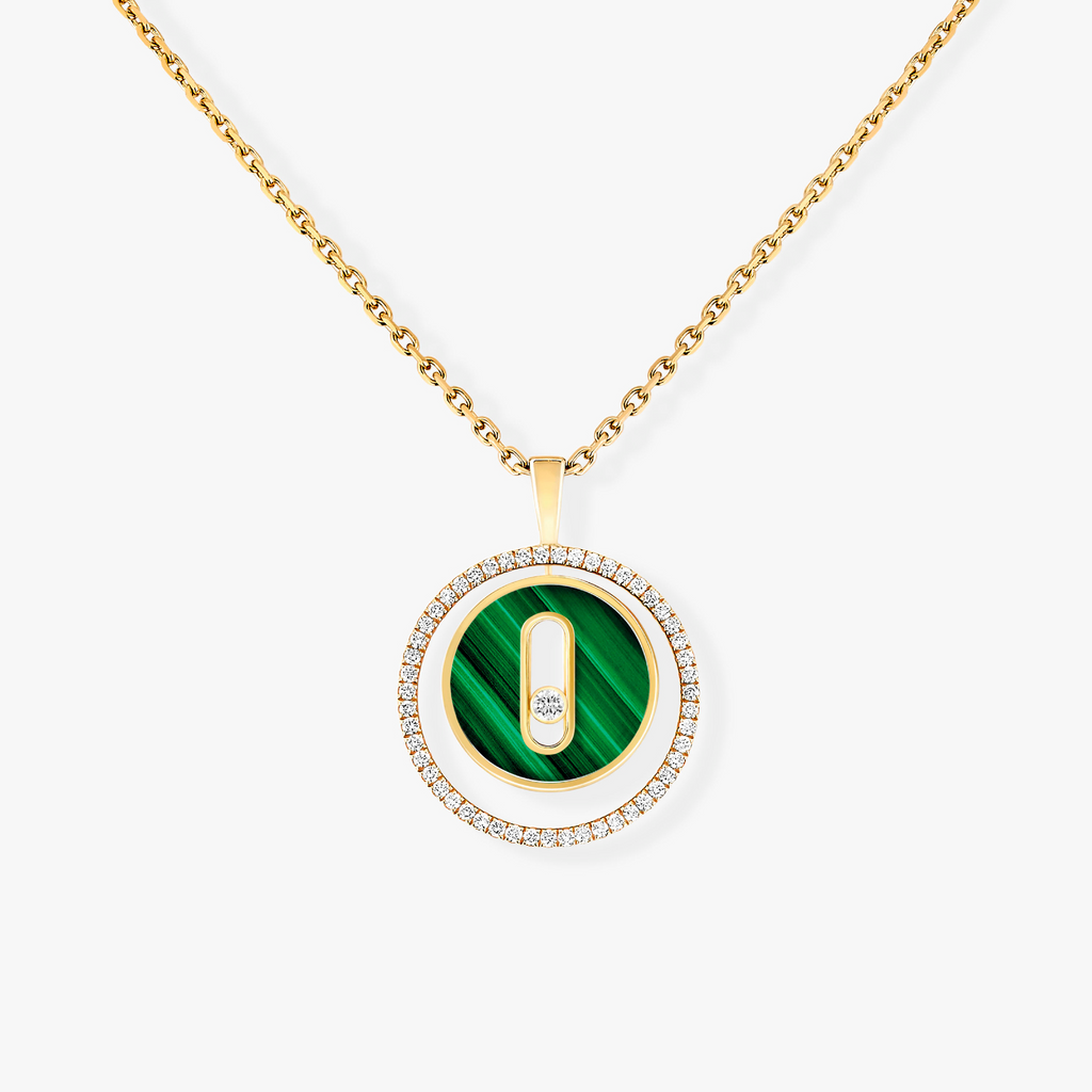 [Aura ]  BEWEGUNG 1 DIAMANT MALACHIT GOLD DIAMANTEN HALSKETTE