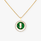 [Aura ]  BEWEGUNG 1 DIAMANT MALACHIT GOLD DIAMANTEN HALSKETTE