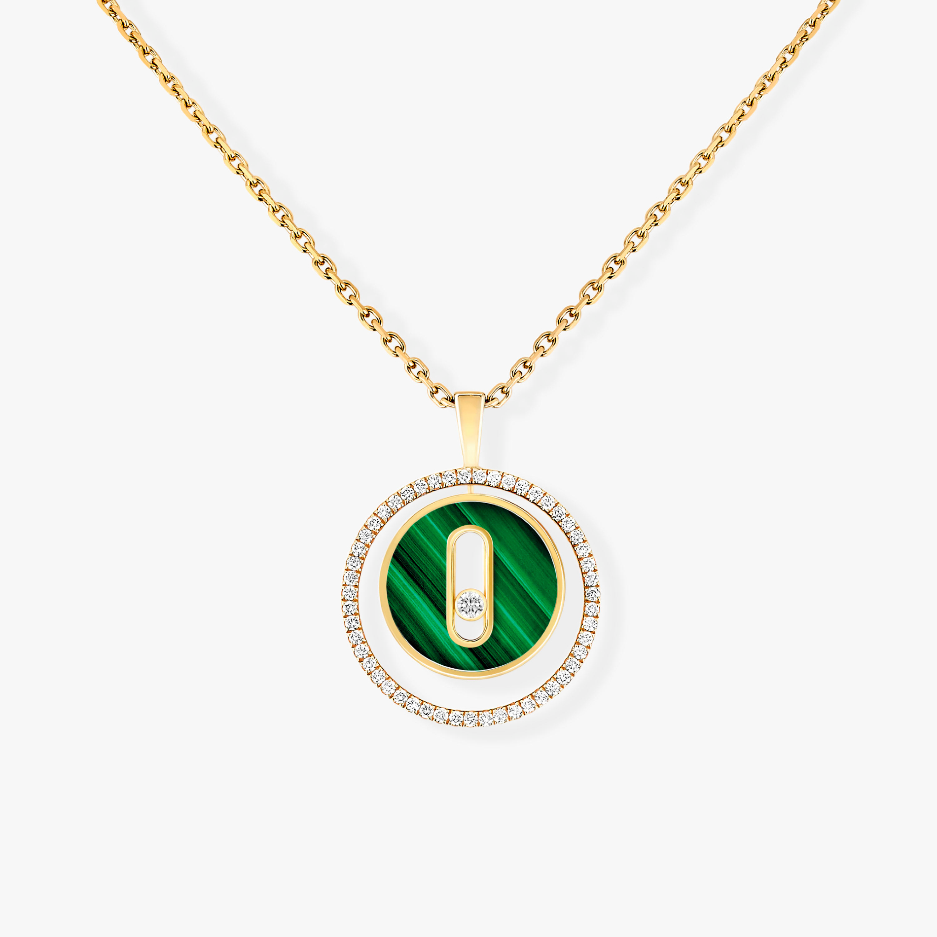 [Aura ]  MOVE 1 DIAMOND MALACHITE GOLD DIAMOND NECKLACE