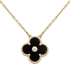 Aura CLOVER 15MM DIAMANT ONYX HALSKETTE
