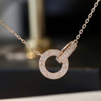 Aura LOVE 7.6MM NECKLACE ROSE GOLD AND SILVER  FULL DIAMOND