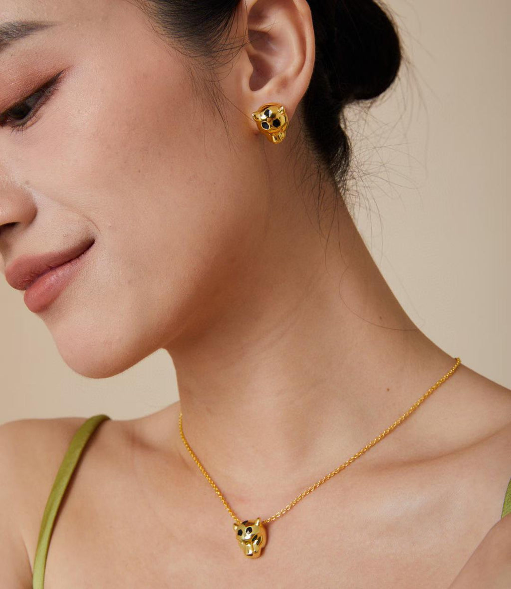 [Aura ] CHRRTAH-PRINT STUD EARRINGS, THREE COLORS
