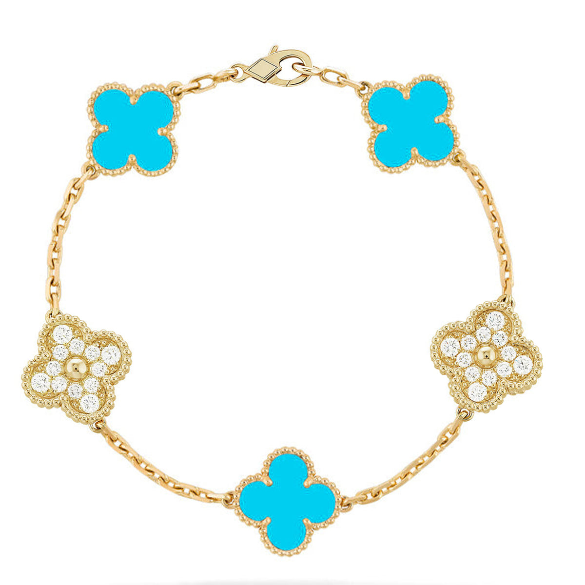 [Aura ]New  CLOVER 5 MOTIF TURQUOISE BRACELET COLLECTION