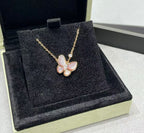 [Aura ] BUTTERFLY PINK PERLMUTT DIAMANT HALSKETTE