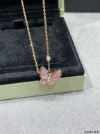 [Aura ] BUTTERFLY PINK PERLMUTT DIAMANT HALSKETTE