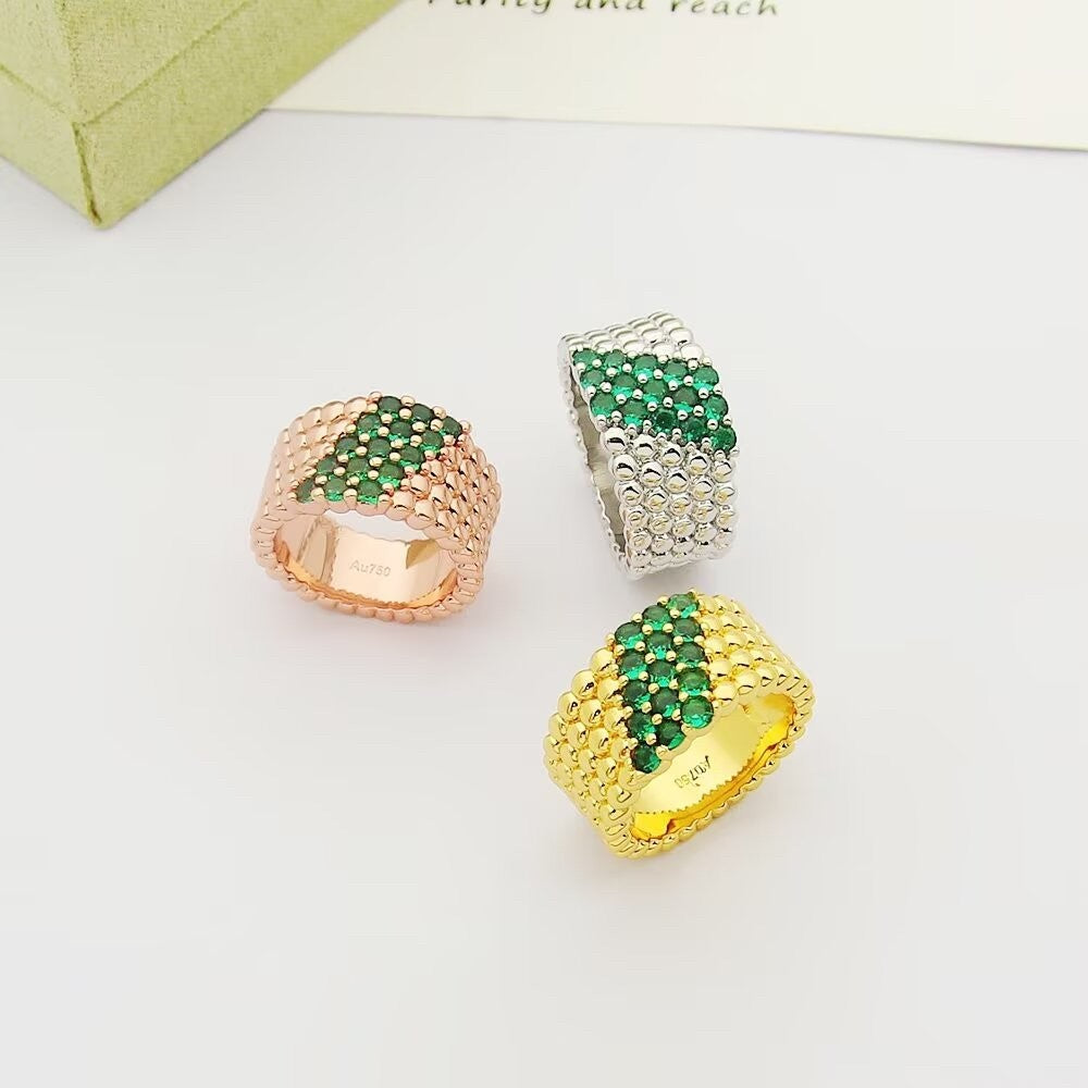 [Aura ]  PERLEE DIAMOND RING ,5-REIHIGES DIAMANTBESETZTES DESIGN
