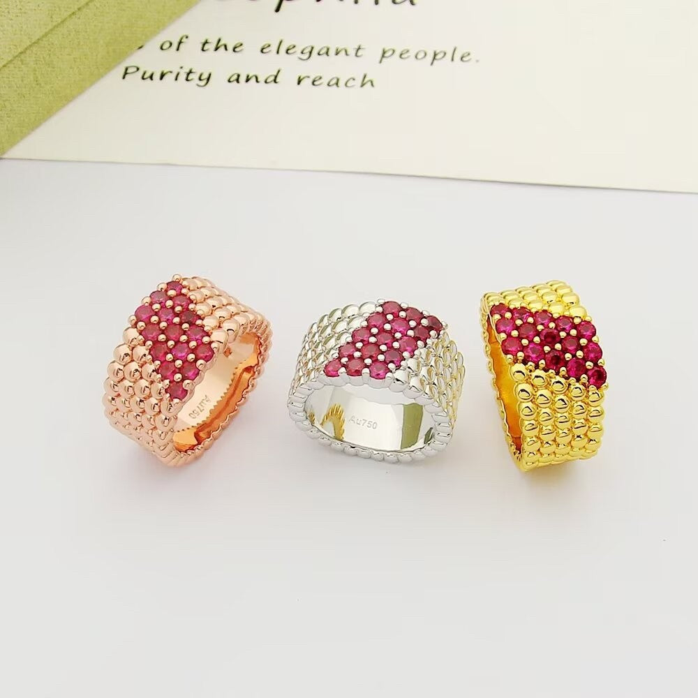 [Aura ]  PERLEE DIAMOND RING ,5-REIHIGES DIAMANTBESETZTES DESIGN