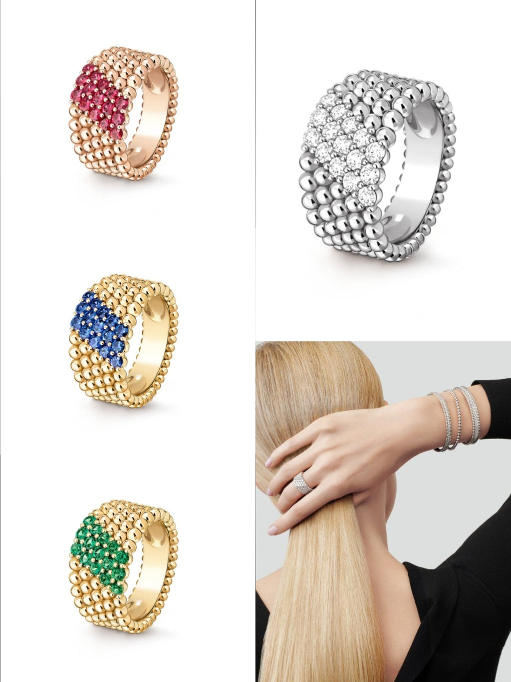 [Aura ]  PERLEE DIAMOND RING ,5-REIHIGES DIAMANTBESETZTES DESIGN