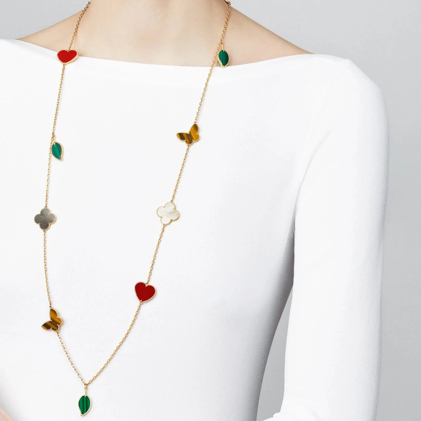 [Aura ] Lucky Alhambra Long Necklace-12 Designs