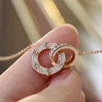 Aura LOVE 7.6MM NECKLACE ROSE GOLD AND SILVER  FULL DIAMOND