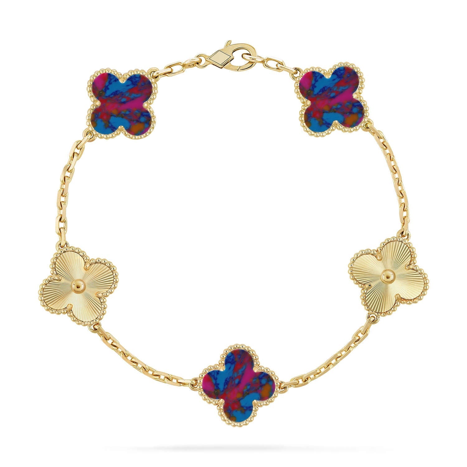 [Aura ]New CLOVER 5 MOTIF COLOR GEMSTONES BRACELET COLLECTION