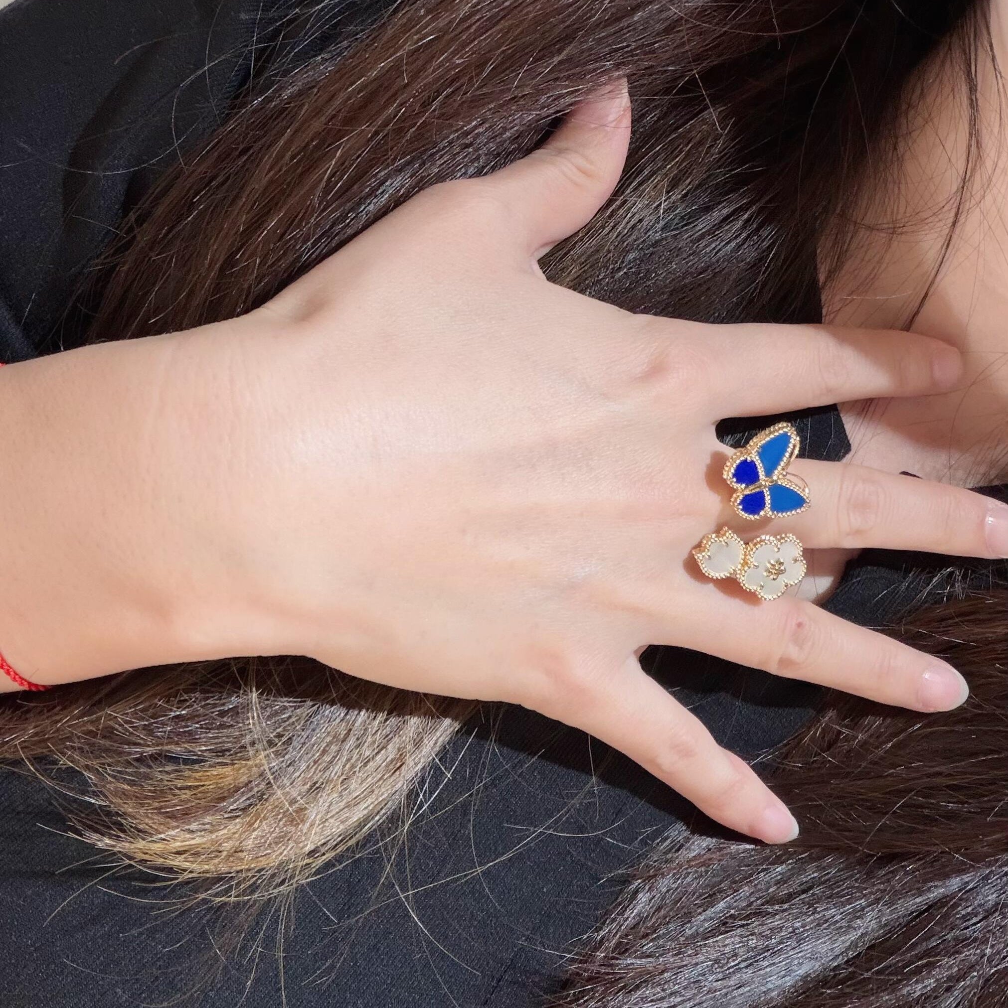[Aura ] 2026 NEW MODEL SPRING LUCKY 3 MOTIF GOLD RING