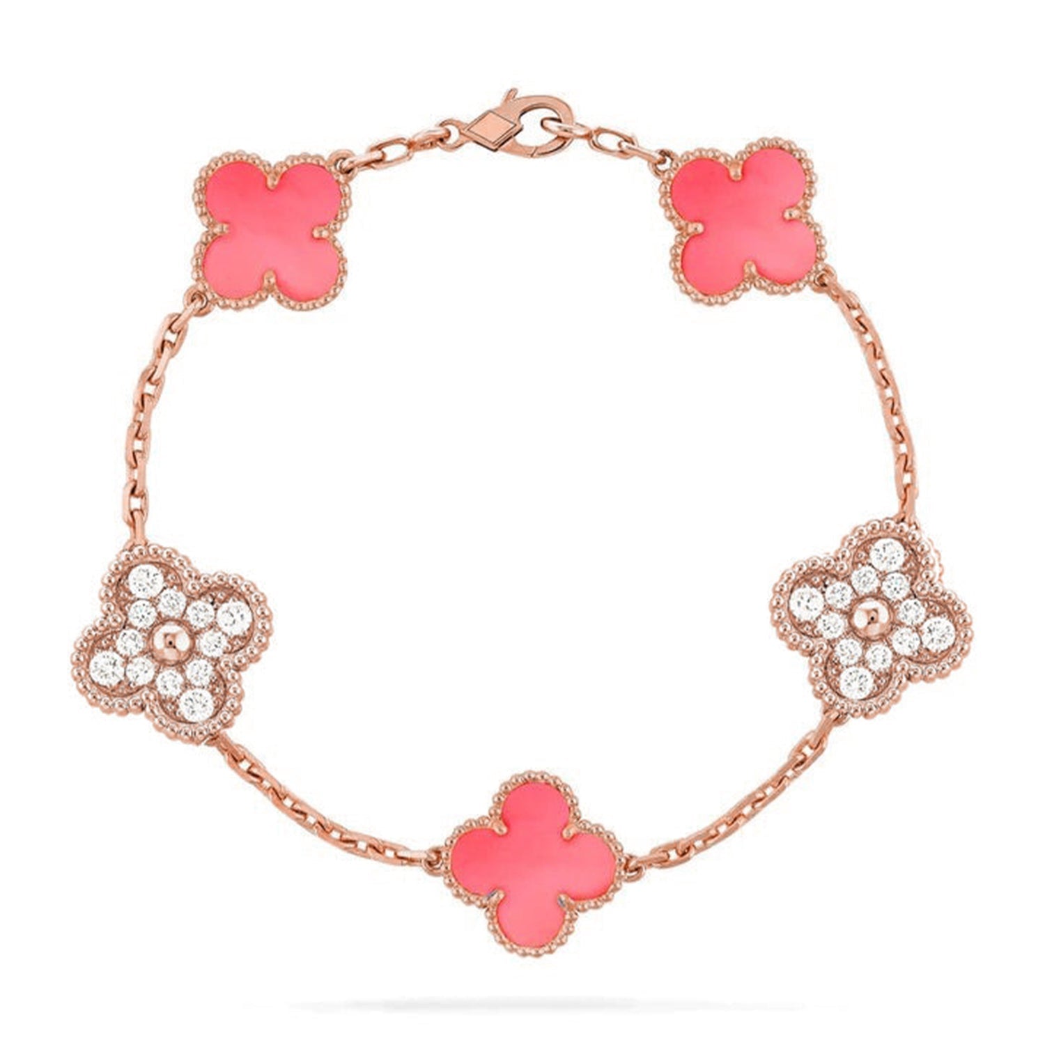 [Aura ]New  CLOVER 5 MOTIFS  PINK MOP BRACELET COLLECTION