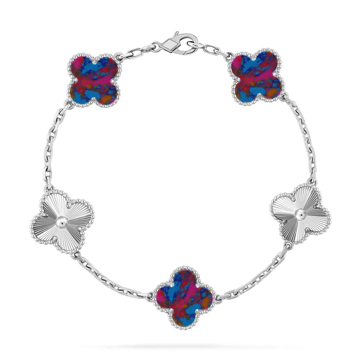 [Aura ]New CLOVER 5 MOTIF COLOR GEMSTONES BRACELET COLLECTION
