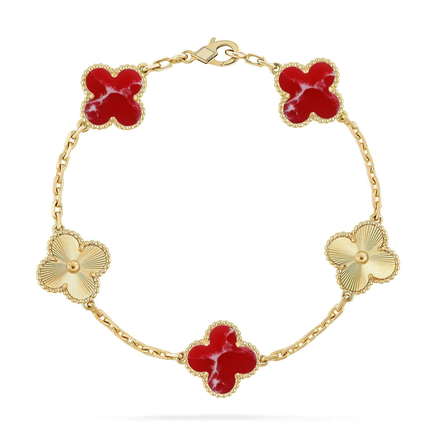 [Aura ]New CLOVER 5 MOTIF RED PATTERN BRACELET COLLECTION