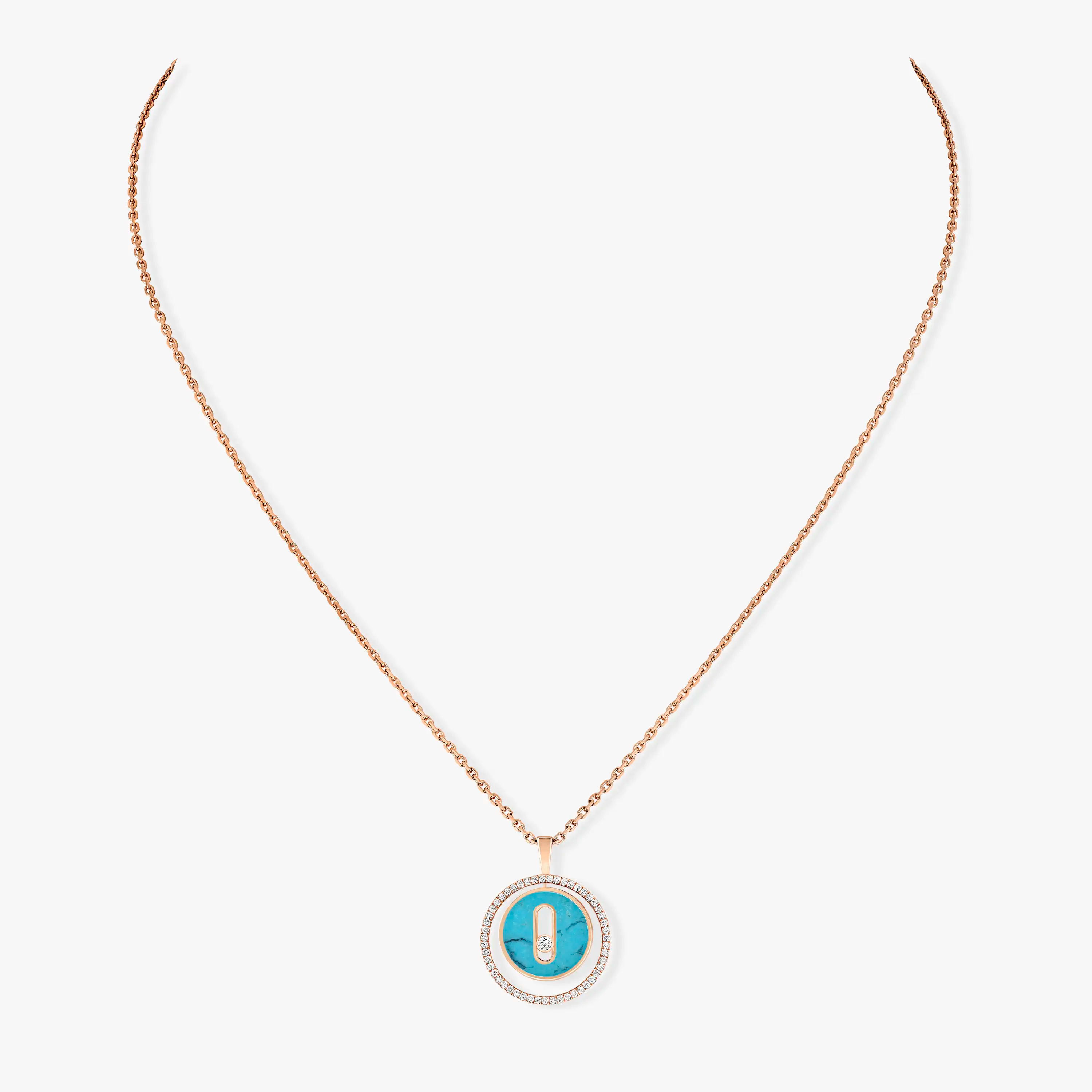 [Aura ]  MOVE 1 DIAMOND TURQUOISE PINK GOLD DIAMOND NECKLACE