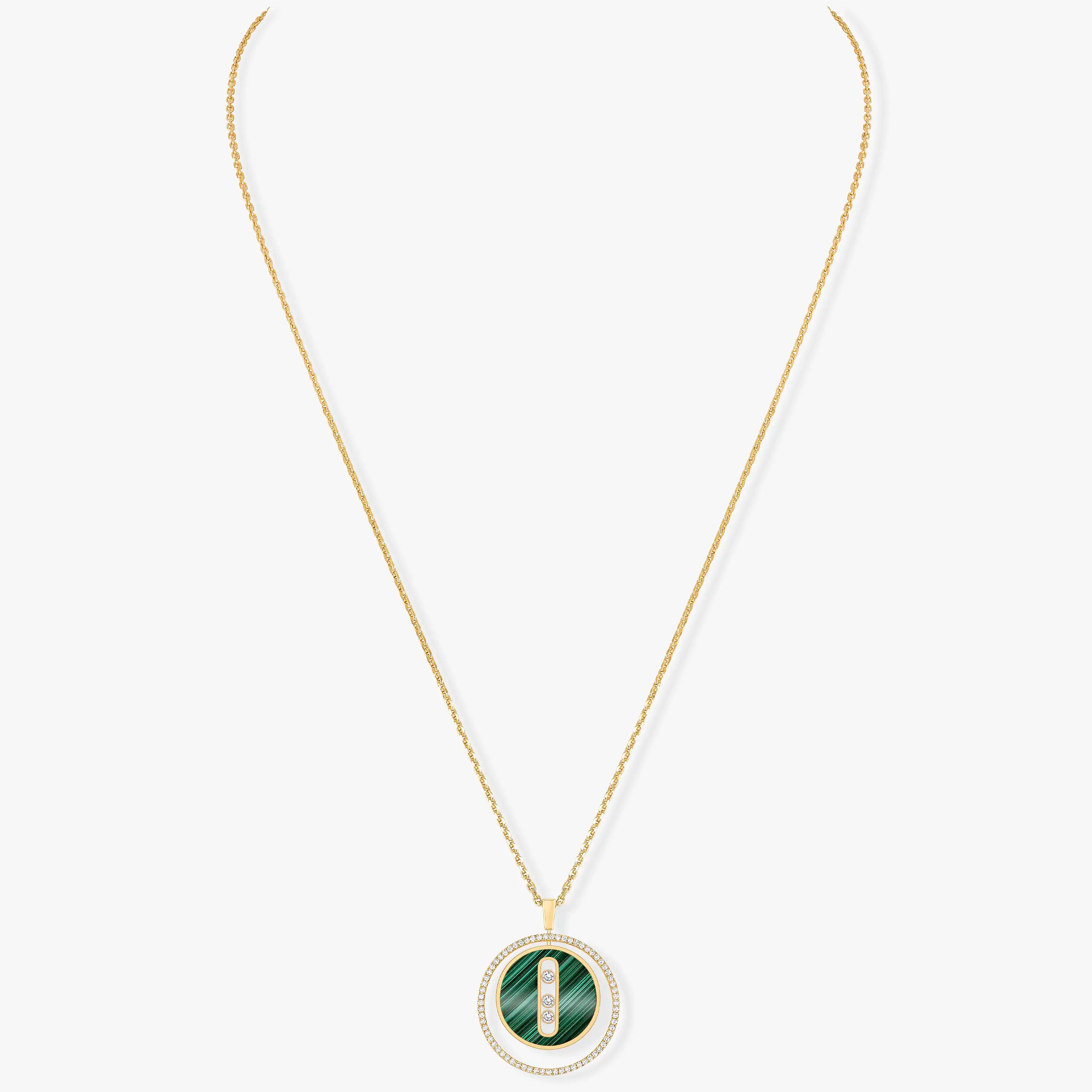 [Aura ]  MOVE 3 DIAMOND MALACHITE GOLD DIAMOND NECKLACE