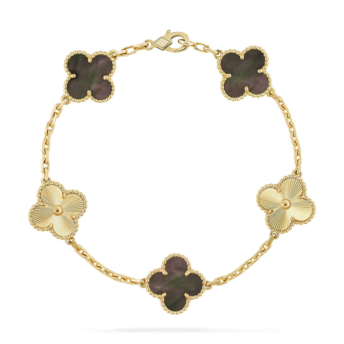 [Aura ]New CLOVER 5 MOTIF GRAY MOP BRACELET COLLECTION