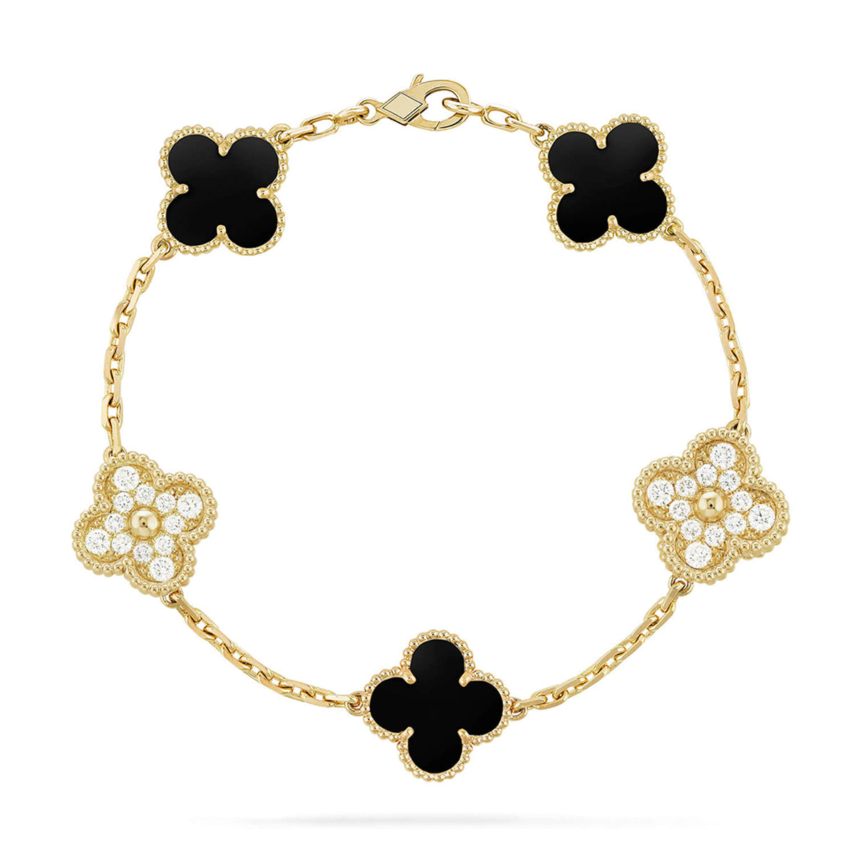 [Aura ]New CLOVER 5 MOTIF ONYXS BRACELET COLLECTION