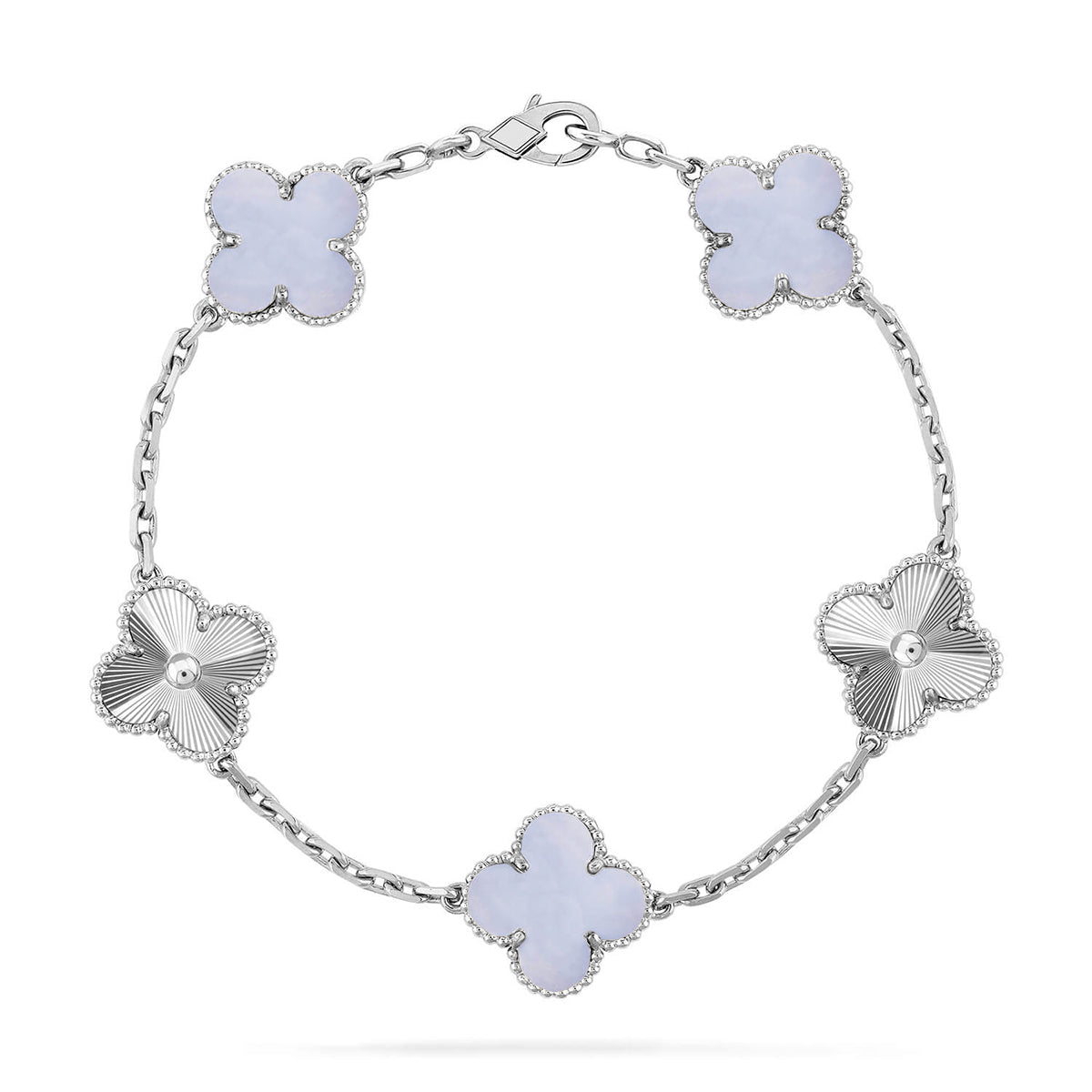 [Aura ]New  CLOVER 5 MOTIF PURPLE CHALCEDONY BRACELET COLLECTION