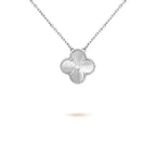 Aura CLOVER  15MM DIAMOND LASER NECKLACE SILVER