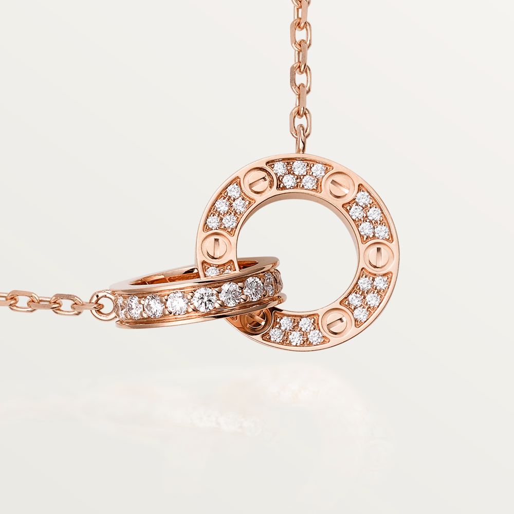 Aura LOVE 7.6MM NECKLACE ROSE GOLD AND SILVER  FULL DIAMOND