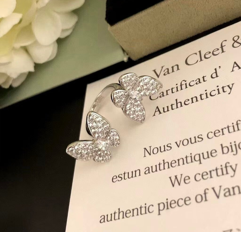 Aura ZWILLING SILBER SCHMETTERLING DIAMANT RING