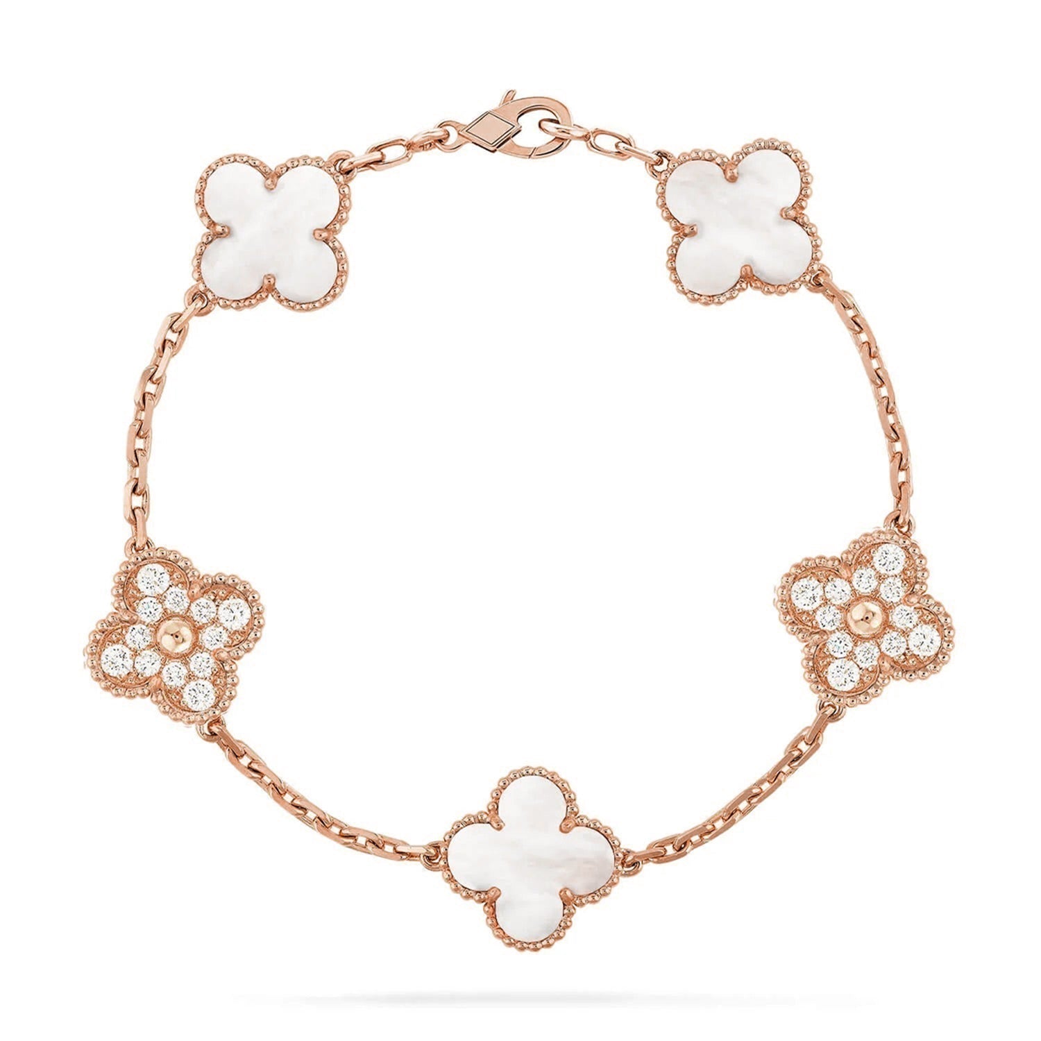 [Aura ]New CLOVER WHITE PEARL MOP 5 MOTIF BRACELET COLLECTION