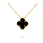 Aura CLOVER 15MM SCHWARZER ONYX EINZELBLUMEN-HALSKEtte